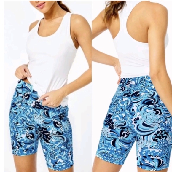 NWT Lilly Pulitzer Luxletic South Beach High Rise Bike Shorts, UPF 50+ Sz. Small - Picture 4 of 15